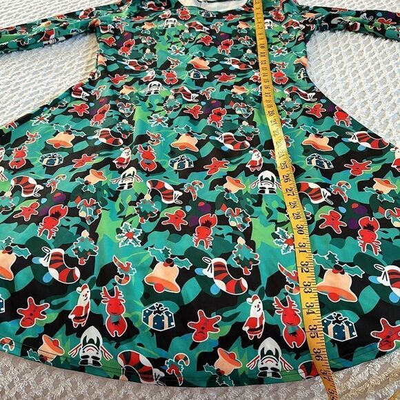 Women’s Christmas Reindeer Party Dress Size Large Gingerbread Wreath Snowmen - Picture 7 of 8